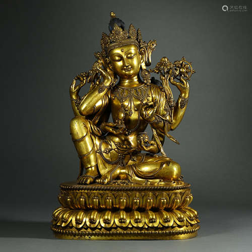 Ming Dynasty,Bronze Gilt Buddha Statue