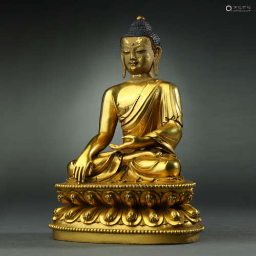 Qing Dynasty,Bronze Gilt Buddha Statue