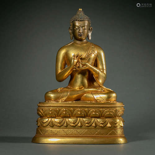 Qing Dynasty,Bronze Gilt Buddha Statue