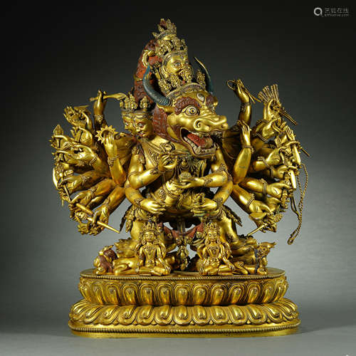 Ming Dynasty,Bronze Gilt Yamantaka Statue