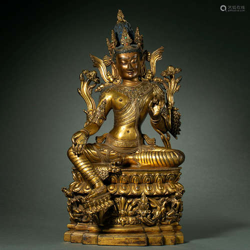 Qing Dynasty,Bronze Gilt Buddha Statue