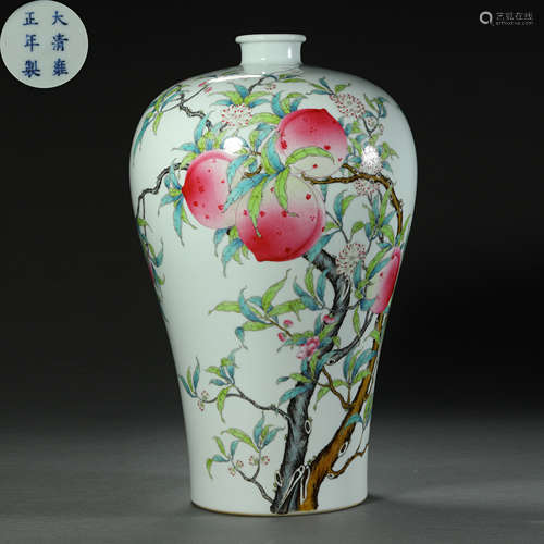 Qing Dynasty,Famille Rose Prunus Vase