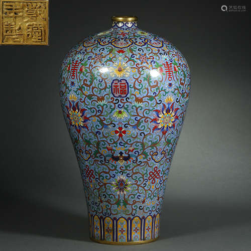 Qing Dynasty,Cloisonne Prunus Vase