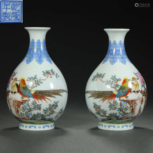 Qing Dynasty,Doucai Jade Pot Spring Bottle