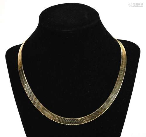 Very Fine 14K Gold Italy Designer Herringbone Necklace