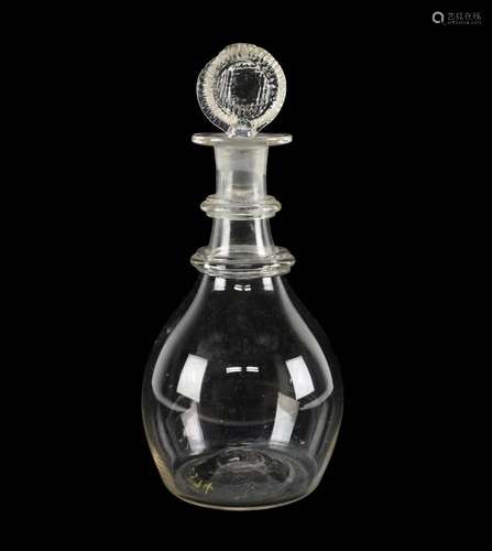 Early American Hand Blown Glass Wedding Rings Decanter