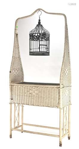 Vintage Wicker Flower Planter With Birdcage