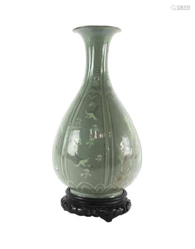 Vintage Chinese Celadon Porcelain Signed Vase