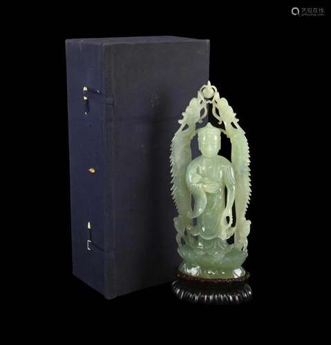 Very Fine Chinese Carved Jade Figural Man Dragons