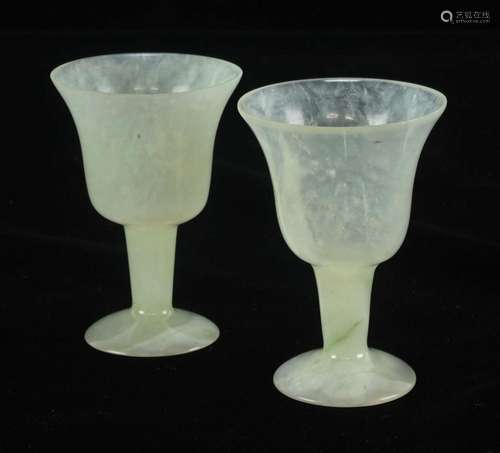 Very Fine Chinese Carved White Jade Wine Cordials