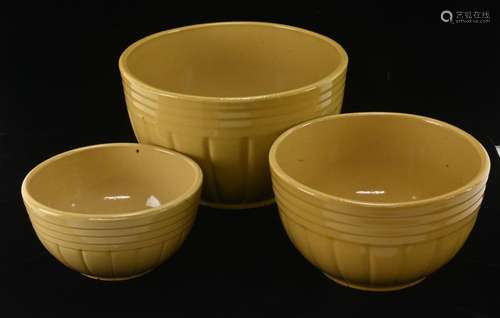 Antique Yellow Ware Stoneware Mixing Bowls