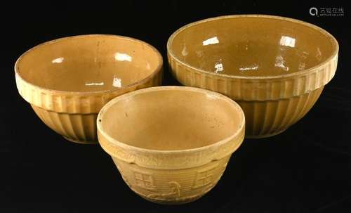 Antique Yellow Ware Stoneware Mixing Bowls