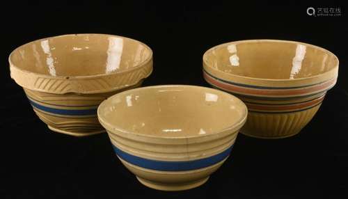 Antique Yellow Ware Stoneware Mixing Bowls