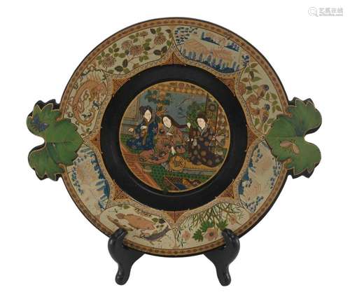 Japanese Gilt Figural Lacquered Wood Plate