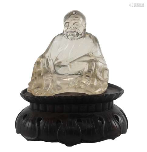 Antique Chinese Rock Crystal Seated Buddha Statue