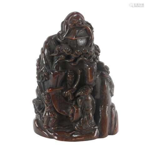 Chinese Carved Amber Wood Style Statue