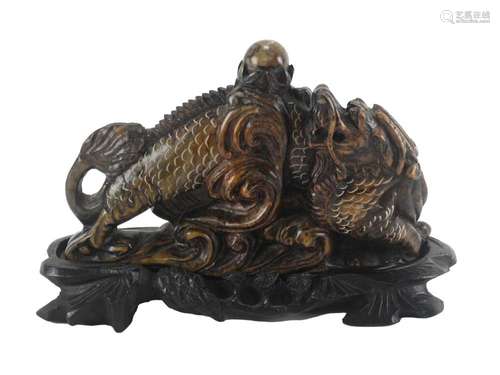 Chinese Carved Soapstone Figure On Stand