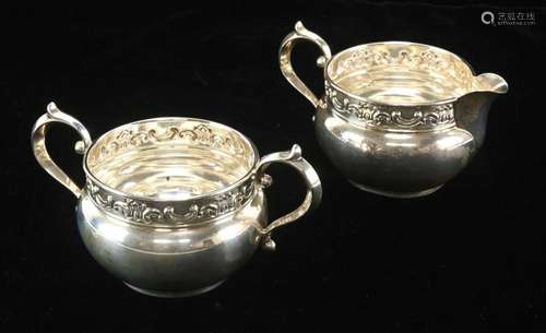 Gorham Sterling Silver Strasbourg Creamer Sugar Bowl Set