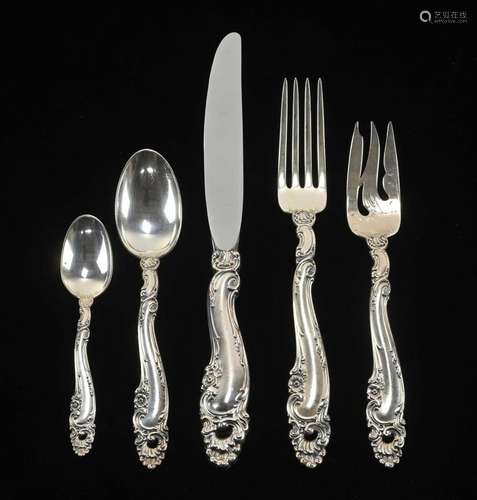 Gorham Sterling Silver Decor Pattern Flatware Set