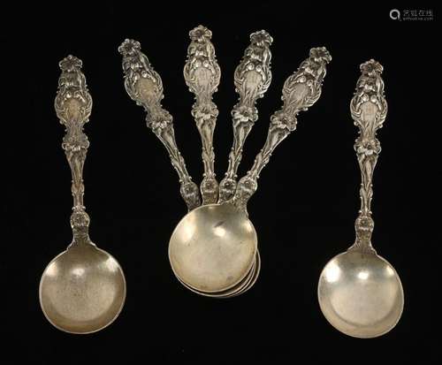 Whiting Sterling Silver Lily Soup Spoons