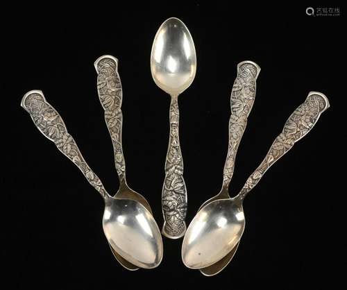 J.B. And S.M. Knowles Sterling Silver Rose Teaspoons