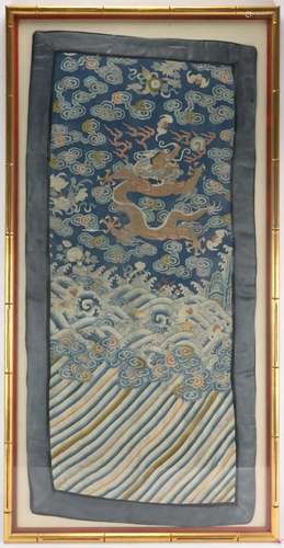 Antique Chinese Floating Dragon Woven Silk Textile