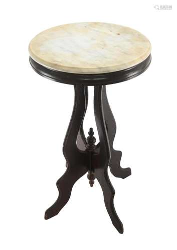 Walnut Victorian Marble Top Parlor Lamp Table