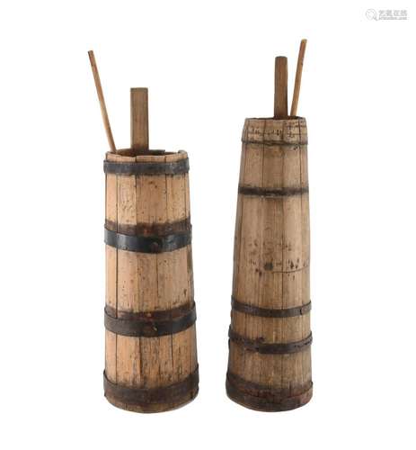 Early American Ohio Amish Handmade Wooden Churns With Histor...