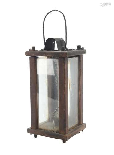 Early American Ohio Amish Handmade Wooden Candle Lantern Wit...