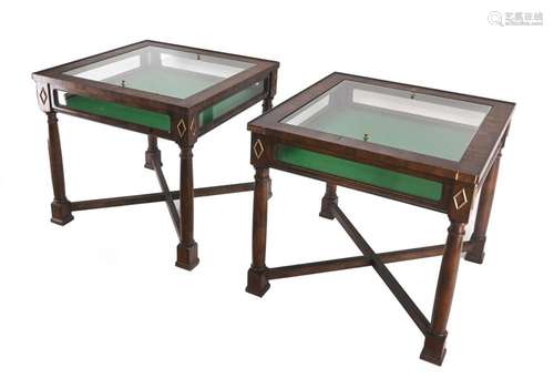 Pair Formal Mahogany Showcase Tables