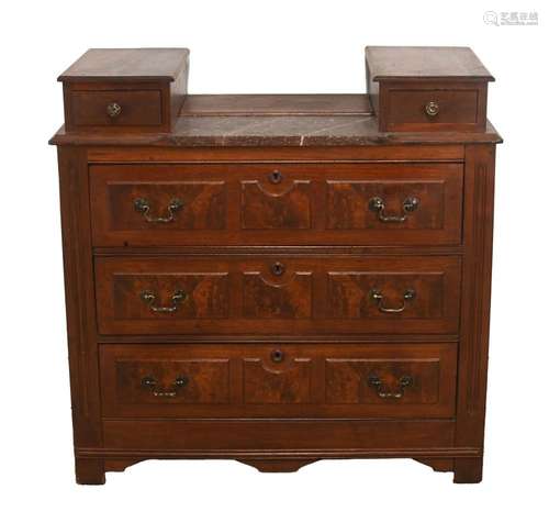 Walnut Victorian Marble Top Dresser