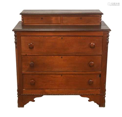 Walnut Victorian 2 Over 3 Drawer Chest