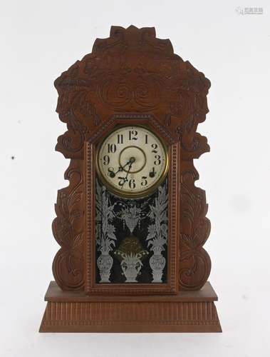 Antique Gilbert No. 28 Petrel Model Oak Mantle Clock