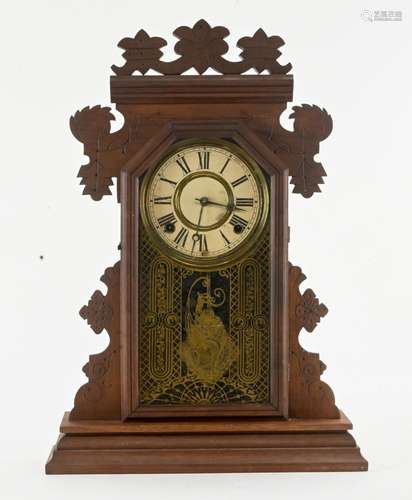 Antique Victorian Walnut Parlor Clock