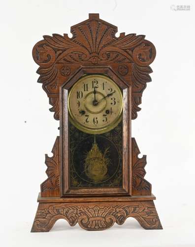 Antique New Haven Oak Kitchen Clock