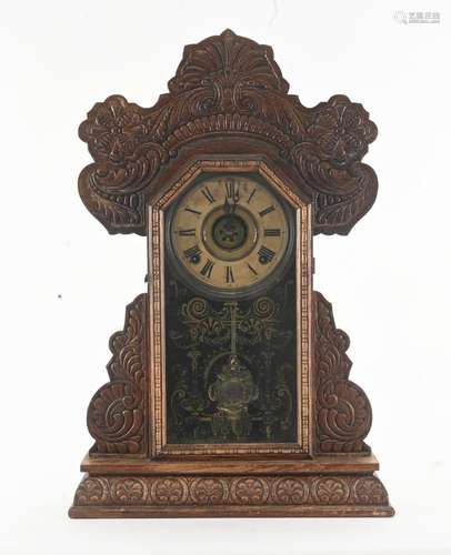 Antique E. Ingraham Micha Oak Kitchen Clock