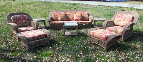 Very Fine Shelton Wicker Garden Patio 8 Piece Set