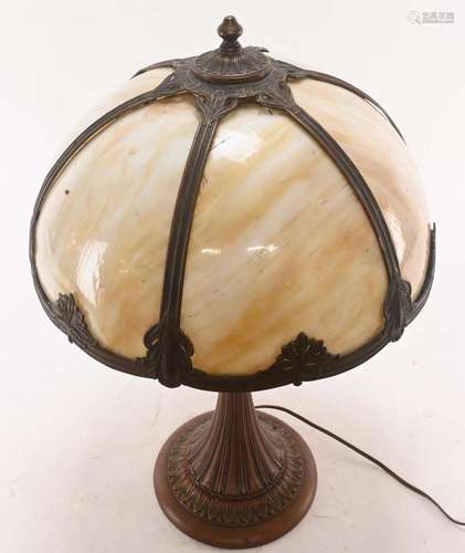 Antique Carmel Slag Glass Table Lamp