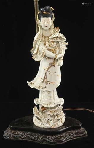 Vintage Asian Porcelain Figural Lamp