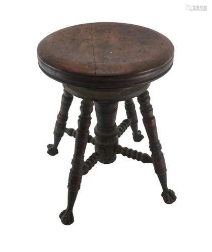 Victorian Round Ball And Claw Organ Stool