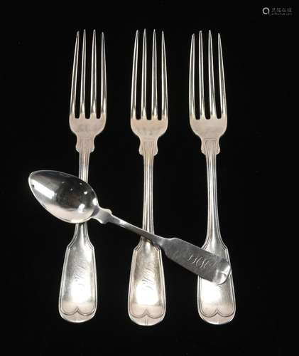 Early American Coin Silver Spoon And Forks Estate Collection