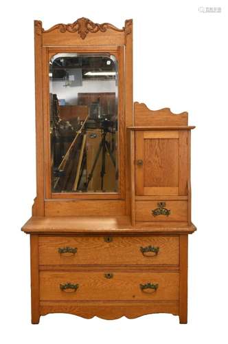 Antique American Oak Hat Box Lowboy Dresser