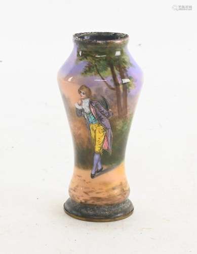 Antique French Hand Painted Enamel Vase