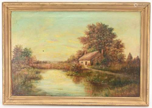 Wallace D. MacBeth Artist Cottage River Painting