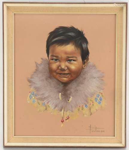 Al Poolman Artist Native Child Portrait of Andy Curve Lake R...