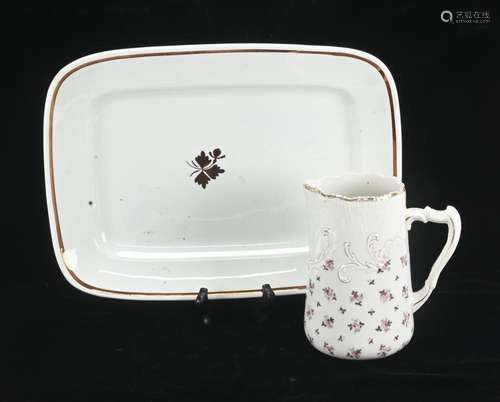 Ironstone Lot German Pitcher English Tea Leaf Platter