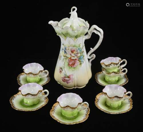 German Porcelain Demitasse Chocolate Set