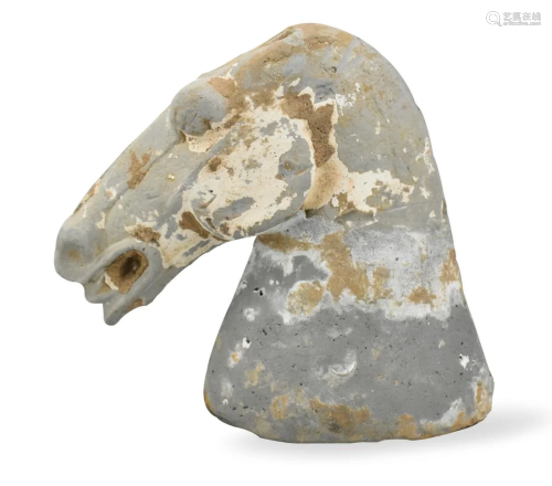 Chinese Stoneware Horse Head, Tang Dynasty