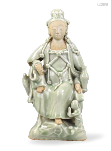 Chinese Longquan Ware Celadon Glazed Guanyin