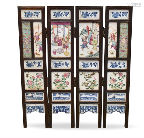 Set Chinese Famille Rose Framed Panels, Tongzhi P.